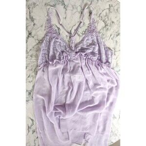 Intimo Donatello XL Sheer Nightgown Lavender Lace Bust Babydoll Feminine Sexy
